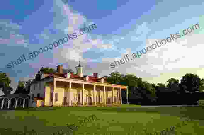 Panoramic View Of The Stately Mount Vernon Mansion, Against A Backdrop Of Lush Greenery And The Sparkling Potomac River. Mt Vernon Estate The Home Of Our First President